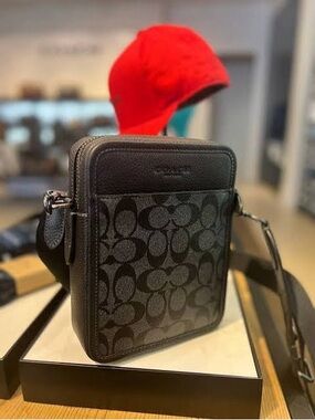 Coach Men’s Black Signature Small Messenger Bag